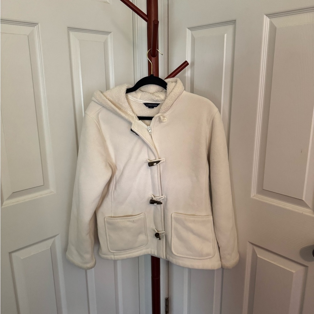 Lands' End Cozy Off-White Fleece Jacket